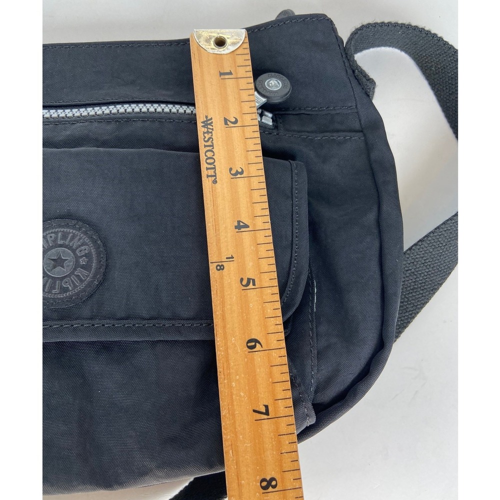 Kipling Black Crossbody Bag Adjustable Strap Multi Pocket Boho Hippie Nylon - Picture 6 of 9